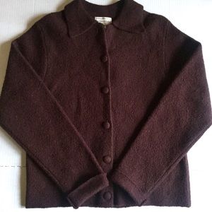 Henri Bendel Brown Wool Buttoned Cardigan Jacket